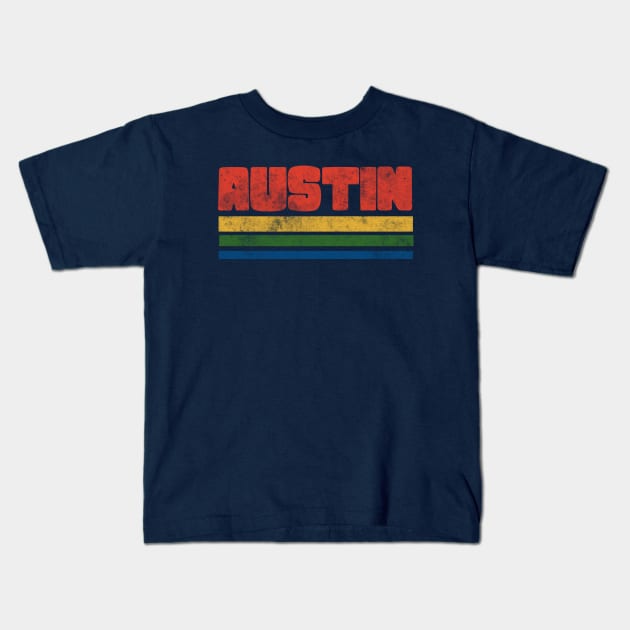 Vintage Style Austin Kids T-Shirt by bubbsnugg